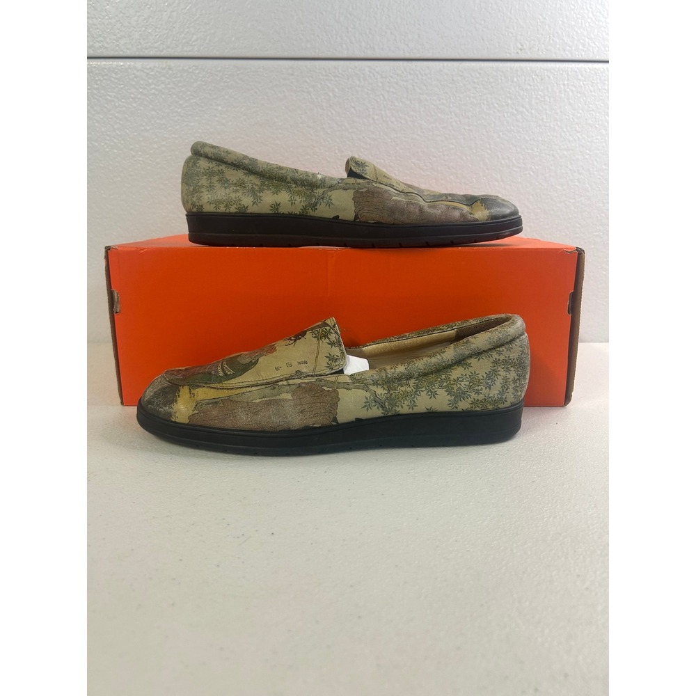 Icon Loafers Graphic Art Print Tan Green Mens 11 Womens 12.5 #2841